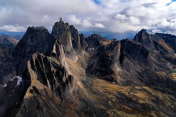 NA. Aerial views of the Tombstone Mountains in the Yukon territory