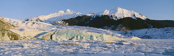 Alaska, Juneau, Mendenhall Glacier, Mount Mcginnis And Mount Stroller White In Background