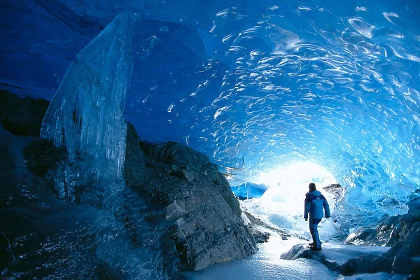 Alaska, Juneau, Mendenhall Glacier, Hiking, Exploring Ice Cave, Interior View