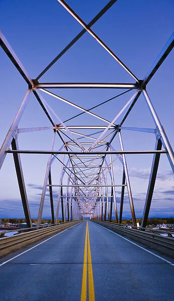 Alaska Native Veterans Honor Bridge Over Tanana River At Dusk, Nenana, Alaska