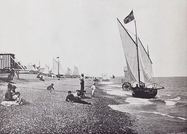 Aldeburgh, Suffolk, England, seen here in the 19th century. From Around The Coast, An Album of Pictures from Photographs of the Chief Seaside Places of Interest in Great Britain and Ireland published London, 1895, by George Newnes Limited