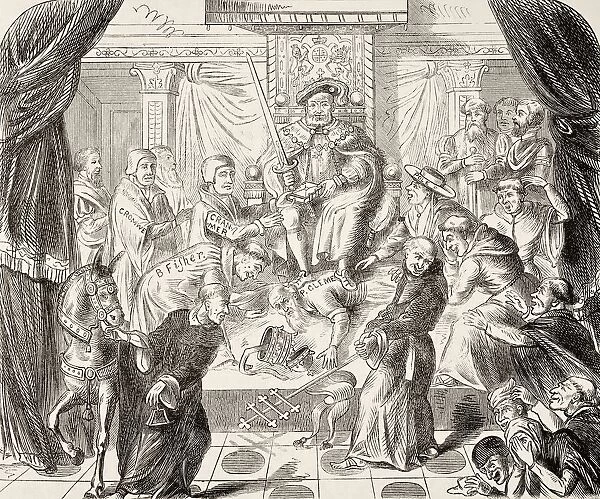 Allegorical Picture Of King Henry Viii Of England Trampling On Pope Clement Vii. From The National And Domestic History Of England By William Aubrey Published London Circa 1890