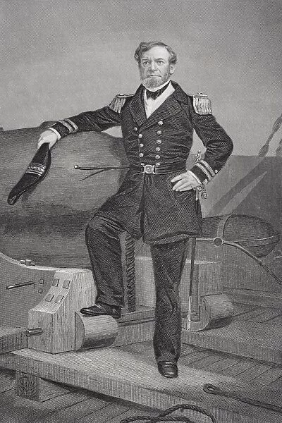 Andrew Hull Foote 1806 To 1863. Distinguished Union Naval Officer During American Civil War. From Painting By Alonzo Chappel