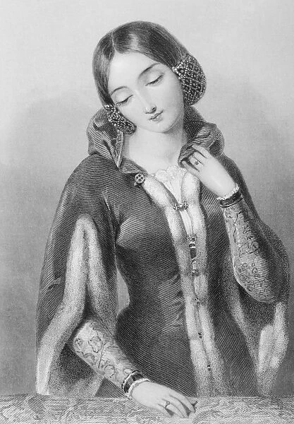 Anne Of Bohemia, 1366-1394. Queen Of King Richard Ii Of England Engraved By W. J. Edwards After A. Bouvier. From The Book The Queens Of England, Volume I By Sydney Wilmot. Published London Circa. 1890