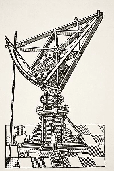 Astronomical Sextant For Measuring Distances After Copper Engraving In Book Tychonis Brahe Astronomiae Instauratae Mechanica Of 1602. From Science And Literature In The Middle Ages By Paul Lacroix Published London 1878