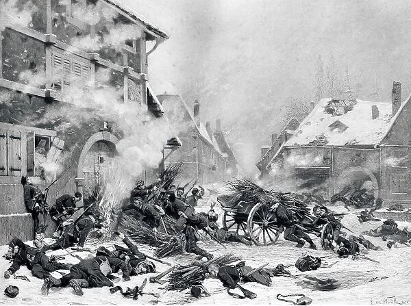 Attack With Fire Of A Barricaded House From 19Th Century Print Of Painting By French Artist Alphonse Marie De Neuville Photogravure By Goupil And Company Incident In The French Prussian War Of 1870 To 1871
