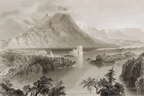 Ballynahinch, Lake Connemara, County Galway, Ireland. Drawn By W. H. Bartlett, Engraved By R. Wallis. From 'The Scenery And Antiquities Of Ireland'By N. P. Willis And J. Stirling Coyne. Illustrated From Drawings By W. H. Bartlett. Published London C. 1841