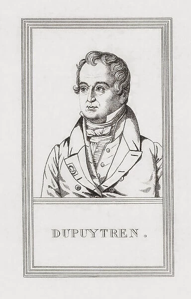 Baron Guillaume Dupuytren, 1777 - 1835. French surgeon and anatomist. He was the first to describe what is known as Dupuytrens contracture, the condition in which fingers become permanently bent in a flexed position. He has a another place in history as the doctor who treated Napoleon Bonapartes hemorrhoids