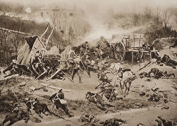 The Battle Of Champigny, November 30, 1870. By De Neuville, From The Book The Outline Of History By H. G. Wells Volume 2, Published 1920
