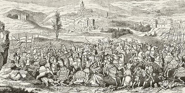 The Battle Of Spurs Or Battle Of Guinegate, France, August 16, 1513 From The National And Domestic History Of England By William Aubrey Published London Circa 1890