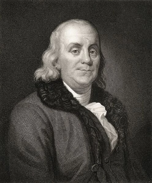 Benjamin Franklin, 1706-1790. American Statesman. From The Book 'Gallery Of Portraits'Published London 1833