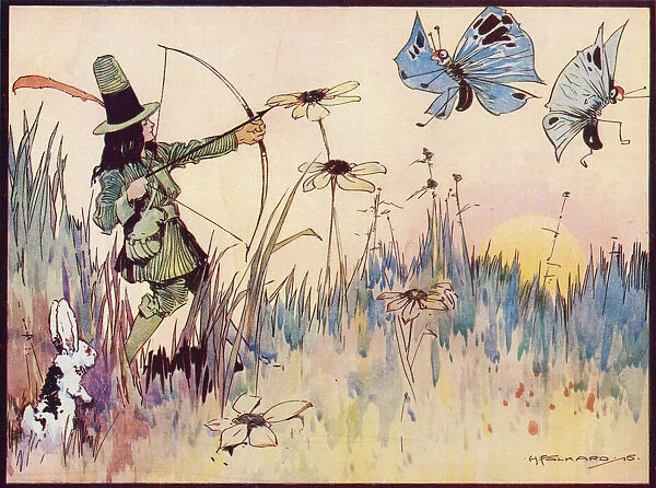 Big Game Hunting In Fairyland. From The Illustration By H Folkard From The Book Princess Marie-JosA©s Childrens Book Published 1916