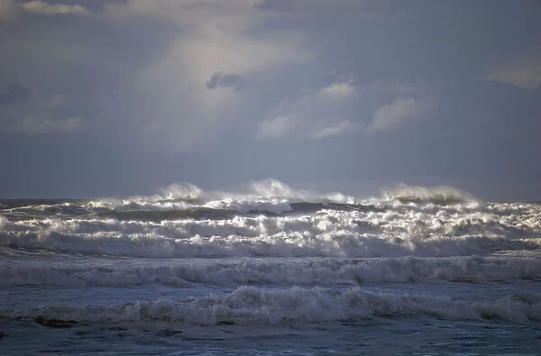 Big Waves Break Along The Oregon Coast; Gearhart, Oregon, United States Of America