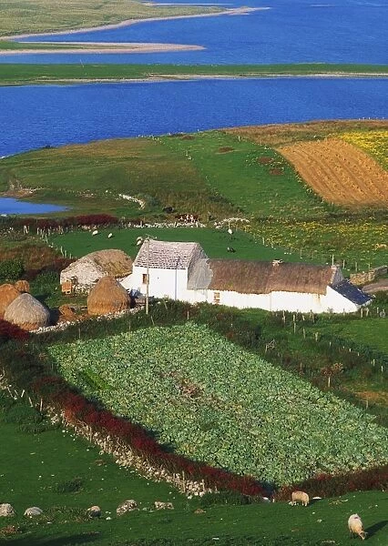 Bloody Foreland, Co Donegal, Ireland; Aerial View Of Farm Structures And Towards Ballyness Bay