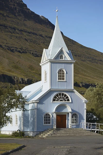 Blue Church Of Seydisfjordur; Seydisfjordur, Eastfjords Of Iceland, Iceland