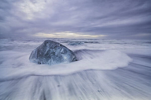 Blue ice in ocean tide