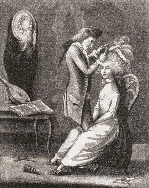 The Boarding-School Hair-Dresser, 1786. From Illustrierte Sittengeschichte Vom Mittelalter Bis Zur Gegenwart By Eduard Fuchs, Published 1909