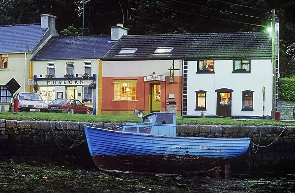 Boat Moored At A Harbor, Kinvara, Connemara, County Galway, Republic Of Ireland