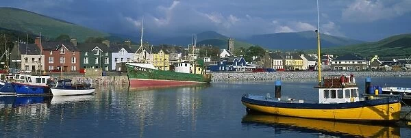 Boats Moored At A Harbor, Dingle Harbor, Dingle Peninsula, County Kerry, Republic Of Ireland