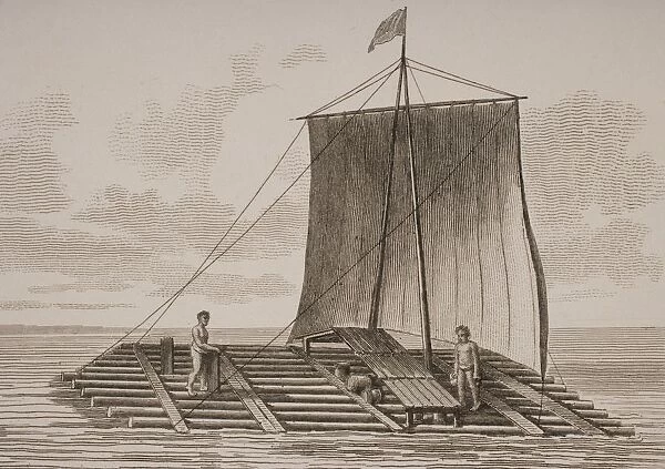 A Bolsa Wood Raft From South America. From A Print Dated 1820 Engraved By Milton After W. Anderson