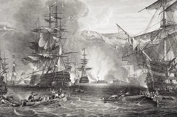 The Bombardment Of Algiers By Lord Exmouth In 1816. Engraved By T. Brown After George Chambers. From The Book 'Illustrations Of English And Scottish History'Volume Ii