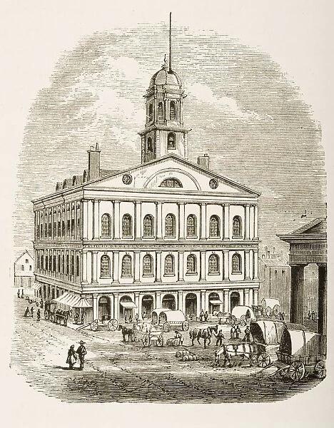 Boston Massachusetts, Faneuil Hall In 1870S. From American Pictures Drawn With Pen And Pencil By Rev Samuel Manning Circa 1880