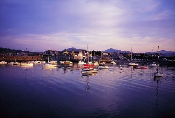 Bray Harbour, Co Wicklow, Ireland, Sugarloaf In The Background