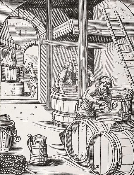The Brewer. 19Th Century Copy Of Picture Designed And Engraved In 16Th Century By Jost Amman