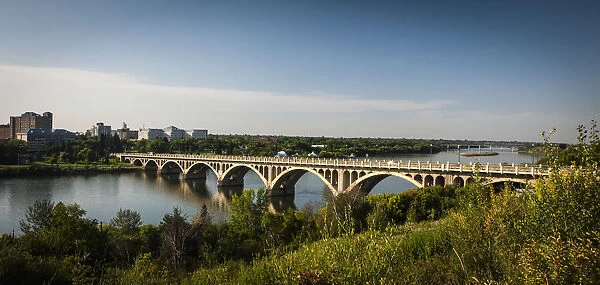 Bridge Crossing The South Saskatchewan River; Saskatoon, Saskatchewan, Canada