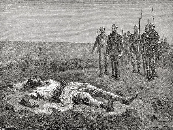 The British Army Find Tewodross Body After His Suicide. Tewodros Ii, Baptized Theodore Ii C. 1818 To 1868. Emperor Of Ethiopia. From El Mundo En La Mano Published 1875