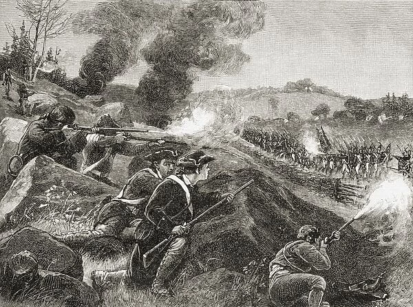 The British Retreating From Lexington. Battle Of Lexington And Concorde April 1775. From The Book A Brief History Of The United States Published By A. S. Barnes And Company Circa 1885