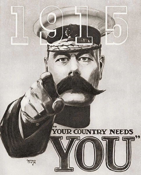 The British Wartime Recruitment Poster Depicting Lord Kitchener With The Words 'your Country Needs You'And The Date 1915. From The Story Of 25 Eventful Years In Pictures Published 1935