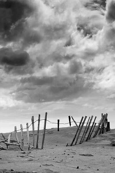 Broken Fence In Dune, South Shields, Tyne And Wear, England, Europe
