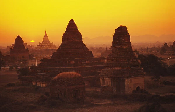 Burma (Myanmar), Bagan, Temples at sunset; Shwesandaw Paya