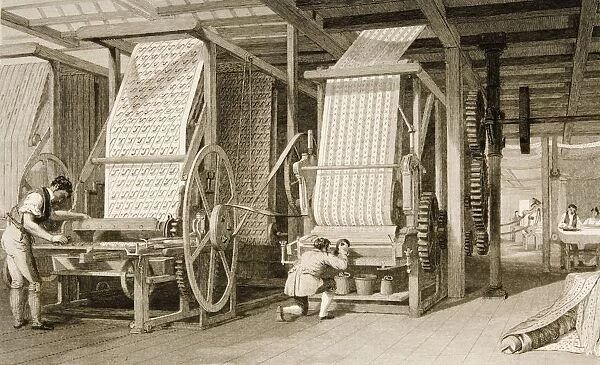 Calico Printing In Cotton Mill In 1830S. Drawn By T. Allom. Engraved By J. Carter