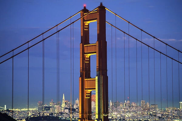 California, San Francisco, Golden Gate Bridge From Marin County Hillside