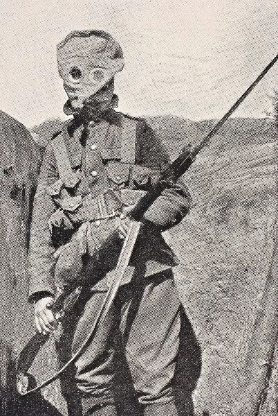 Canadian Soldier Wearing Gas Mask In 1915 From The War Illustrated Album Deluxe Published London 1916