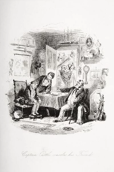 Captain Cuttle Consoles His Friend. Illustration From The Charles Dickens Novel Dombey And Son By H. K. Browne Known As Phiz