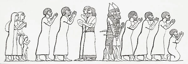 Captive Israelites Brought Before The Assyrian King, Sennacherib. After A Contemporary Work. From The Imperial Bible Dictionary, Published 1889
