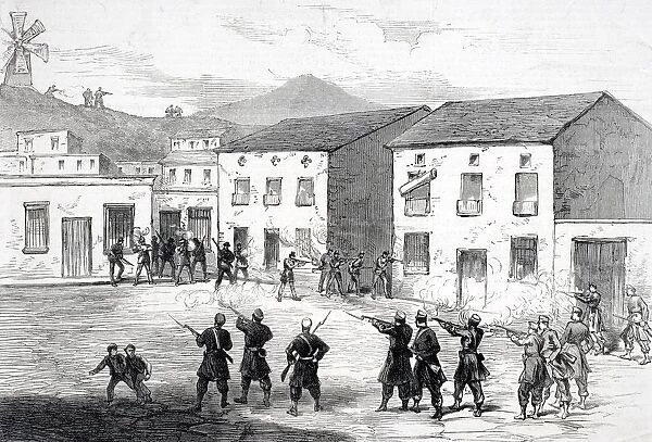 Carabiniers Resisting The Insurgents At Cartagena Murcia Province Spain During 3Rd Carlist War From Illustrated London News October 4 1873