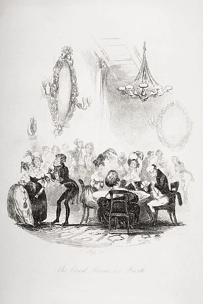 The Card Room At Bath. Illustration From The Charles Dickens Novel The Pickwick Papers By H. K. Browne Known As Phiz