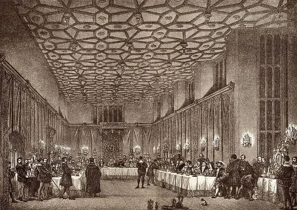 Cardinal Wolsey Entertaining The French Ambassadors In Hampton Court Palace. From History Of Hampton Court Palace In Tudor Times By Ernest Law. Published London 1885