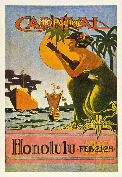 Carnival Postcard, Honolulu, Hawaii, circa 1916