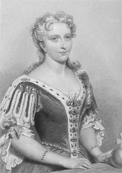 Caroline Of Ansbach, 1683-1737. Queen Consort Of King George Ii Of England. Engraved By G. Brown After J. W. Wright. From The Book The Queens Of England, Volume Ii By Sydney Wilmot. Published London Circa. 1890