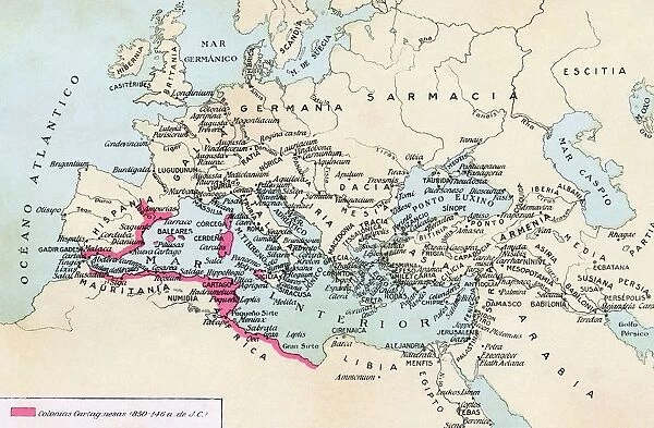Carthaginian Colonies And Area Of Influence In The Mediterranean 850 To 146 B. C. From Historia De Las Naciones Published Circa 1921