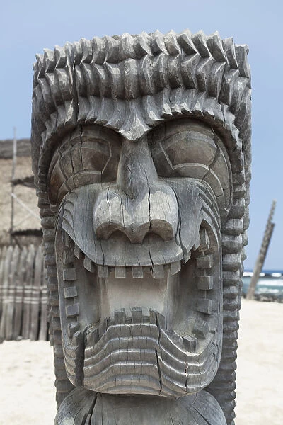 Carving Of A Face In City Of Refuge National Historical Park; Big Island, Hawaii, United States Of America
