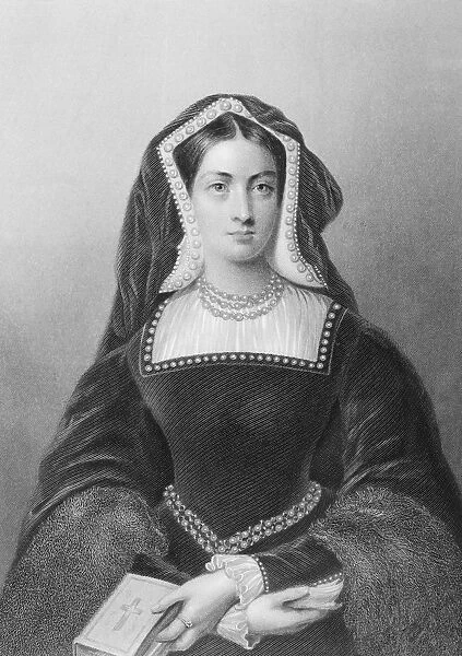 Catherine Of Aragon, Also Spelled Katherine, 1485-1536, First Wife Of Henry Viii. Engraved By J. W. Knight After F. Newenham. From The Book The Queens Of England, Volume I By Sydney Wilmot. Published London Circa. 1890