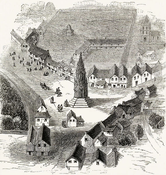 Charing Cross, London, England In The Sixteenth Century. From The Book Of Martyrs By John Foxe, Published C. 1865