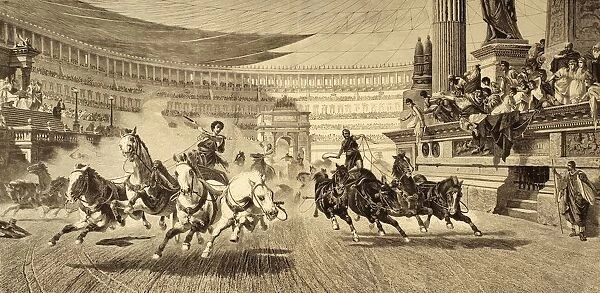 Chariot Race At Roman Games. After A Painting By Alejandro Wagner. From Album Artistico Published Circa 1890