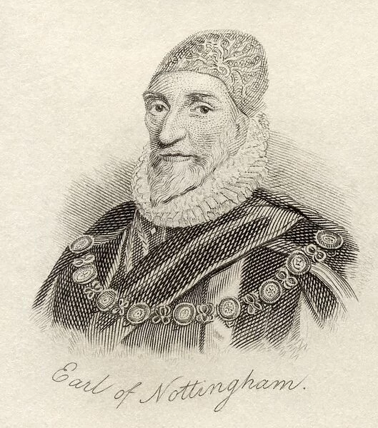 Charles Howard 1St Earl Of Nottingham Aka 2Nd Baron Howard Of Effingham 1536 - 1624. English Lord High Admiral. From The Book Crabbs Historical Dictionary Published 1825